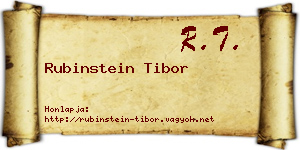 Rubinstein Tibor névjegykártya